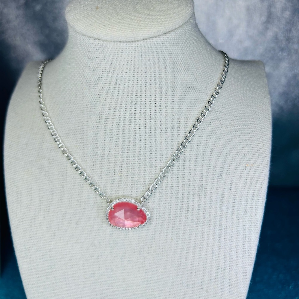 Bomb Party Rose Quartz on Rhodium Necklace